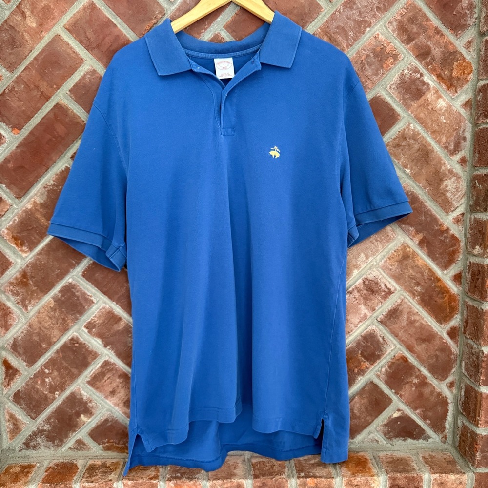 Lot of 2 Brooks Brothers 346 Mens L Original Fit Cotton Polo Shirt Green Blue - Picture 3 of 16